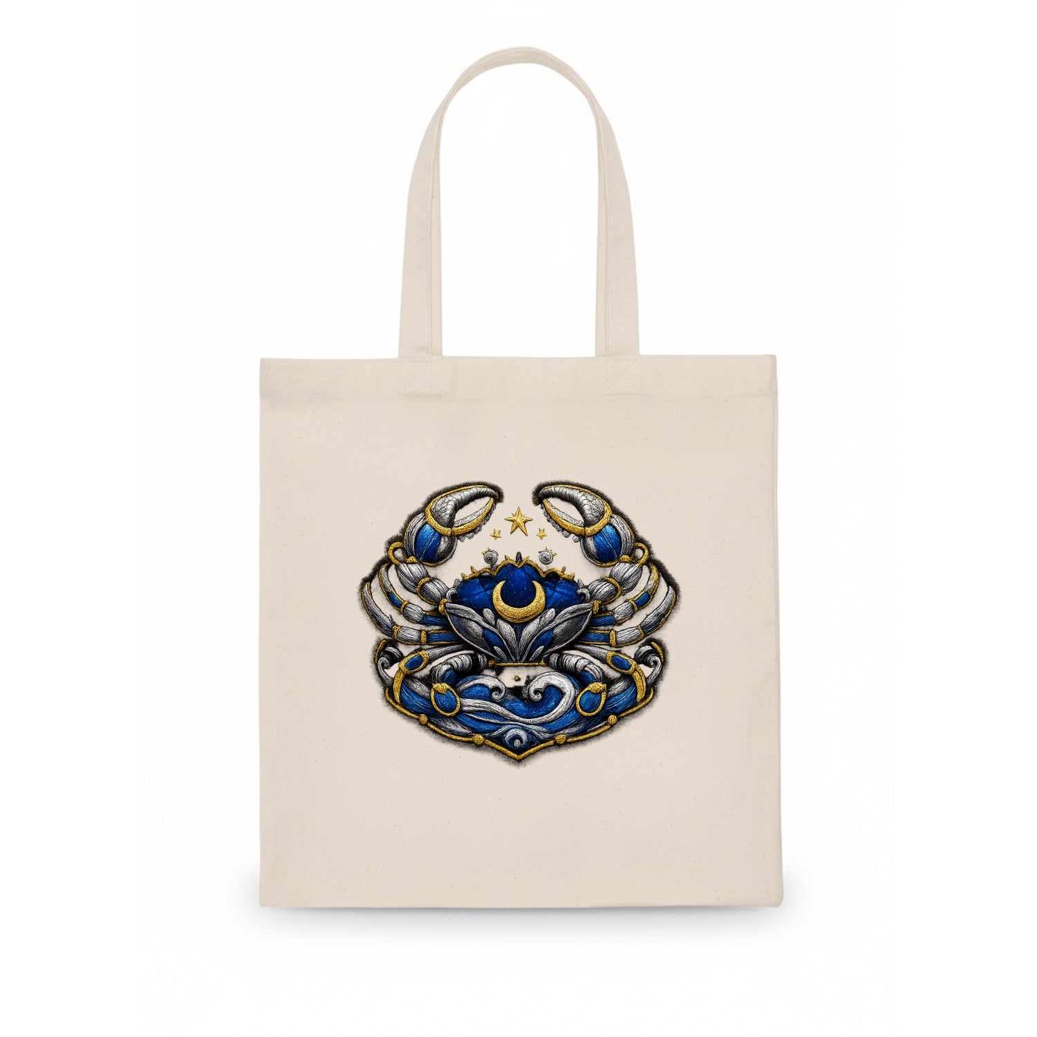 CANCER CRAB - protective crab in silver and blue , water sign - Tote Bag - white