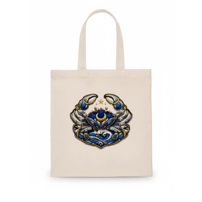 CANCER CRAB - protective crab in silver and blue , water sign - Tote Bag - white