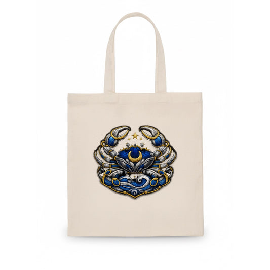 CANCER CRAB - protective crab in silver and blue , water sign - Tote Bag - white