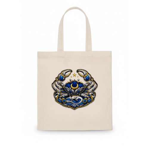 CANCER CRAB - protective crab in silver and blue , water sign - Tote Bag
