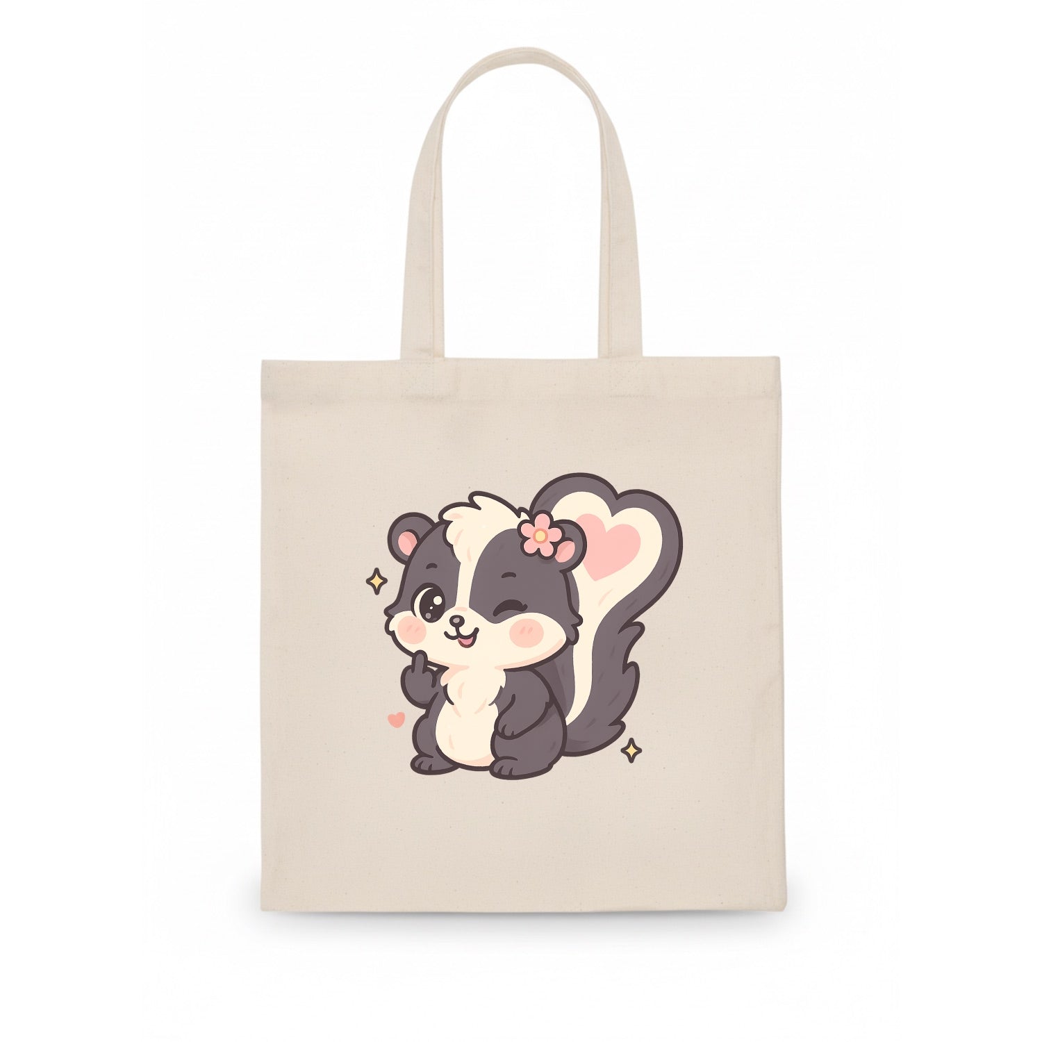 fluffy skunk with heart-shaped tail pattern, one paw up showing sass - Tote Bag - white