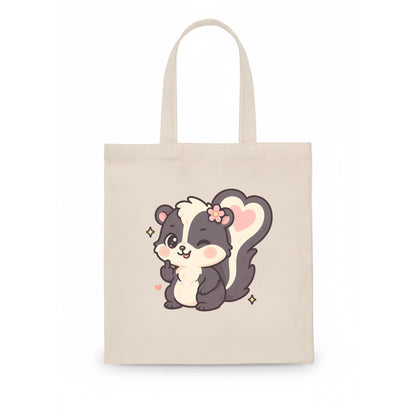 fluffy skunk with heart-shaped tail pattern, one paw up showing sass - Tote Bag - white