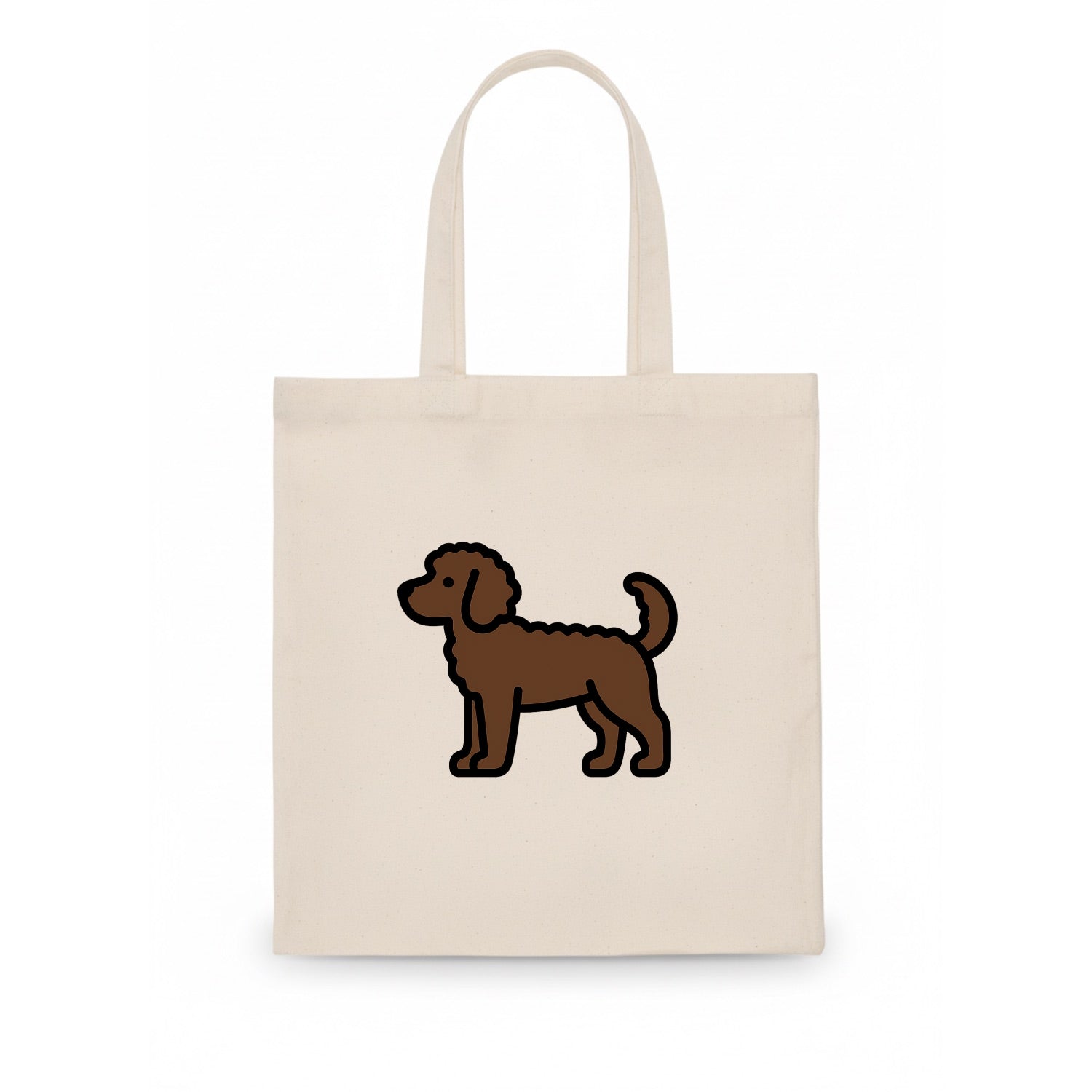 Labradoodle - Chocolate curly flat side profile - Tote Bag - white