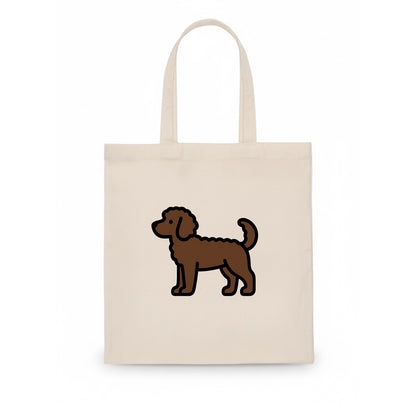 Labradoodle - Chocolate curly flat side profile - Tote Bag - white