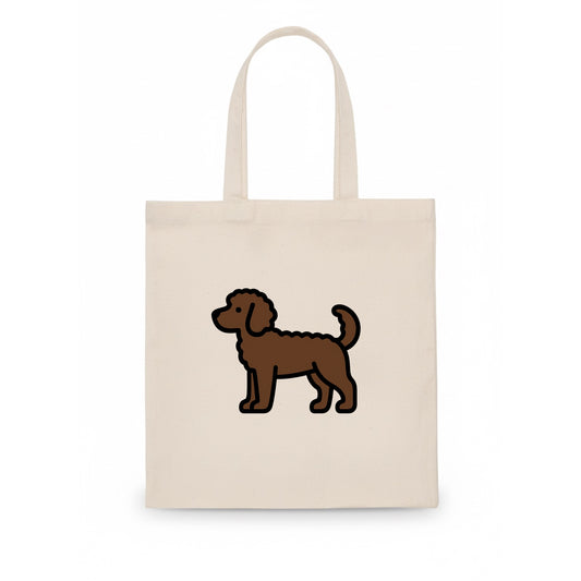 Labradoodle - Chocolate curly flat side profile - Tote Bag - white