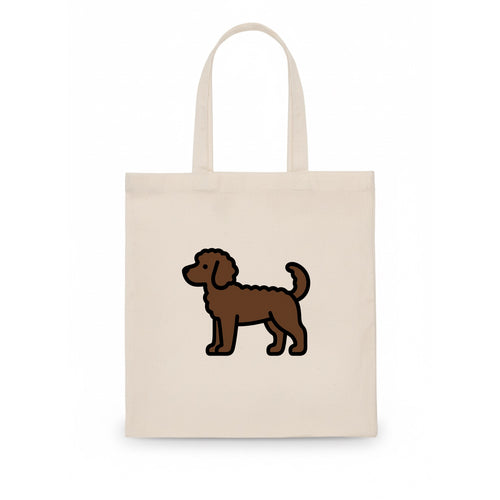 Labradoodle - Chocolate curly flat side profile - Tote Bag