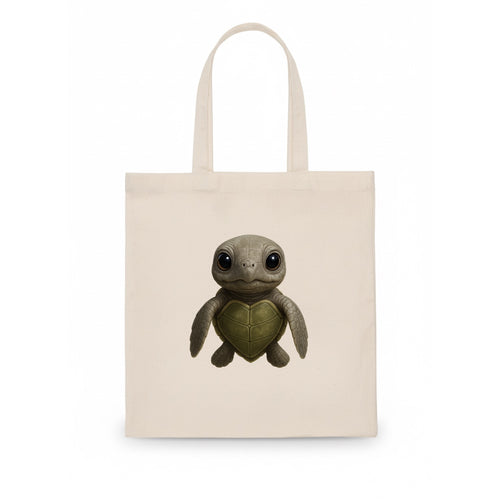 Baby Olive Ridley Turtle - olive green shell, heart-shaped carapace, bright eyes, - Tote Bag