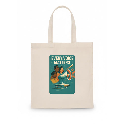 Diverse voices being heard and amplified - Every Voice Matters - inclusive society - Tote Bag