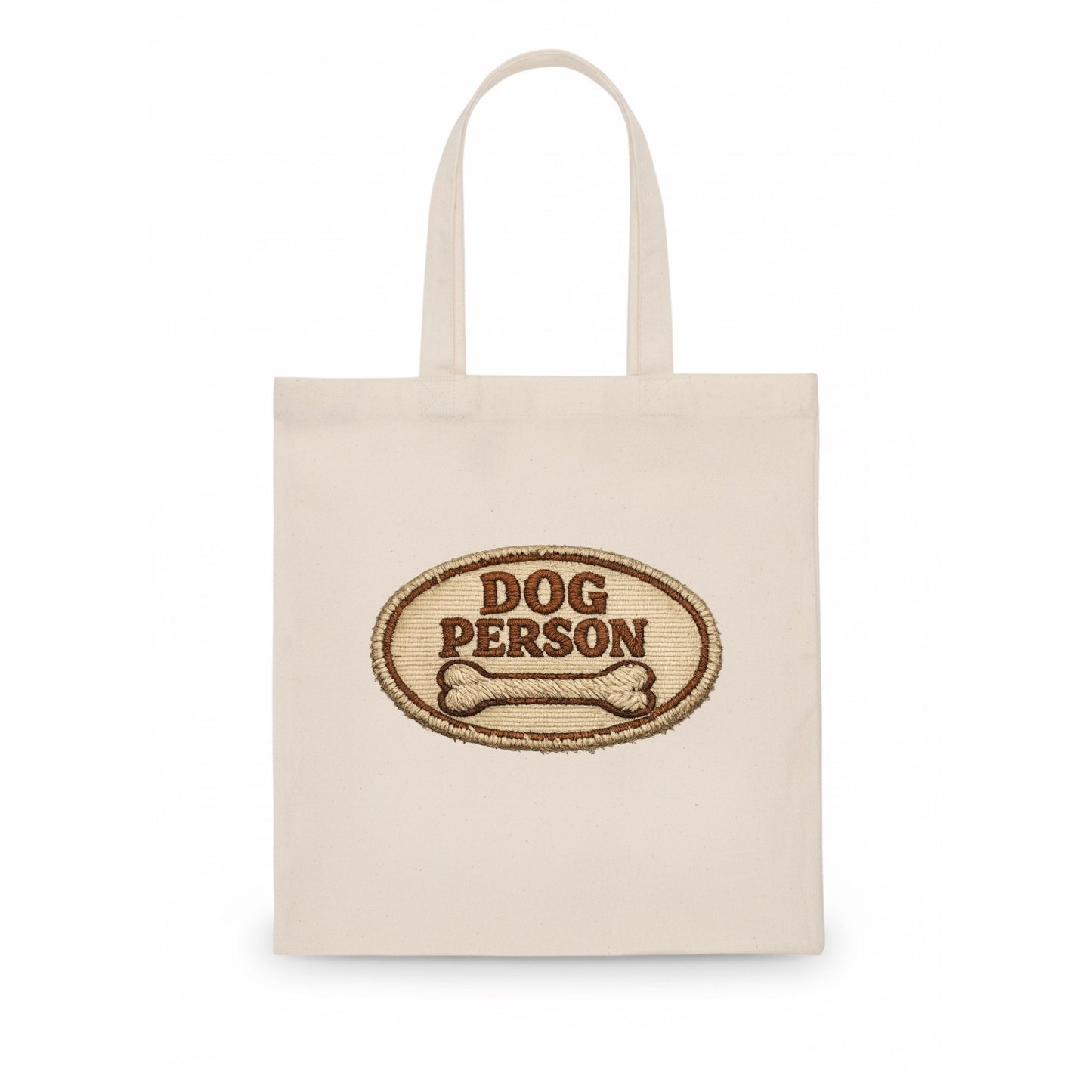 DOG PERSON - simple text with bone in brown , team dog - Tote Bag - white