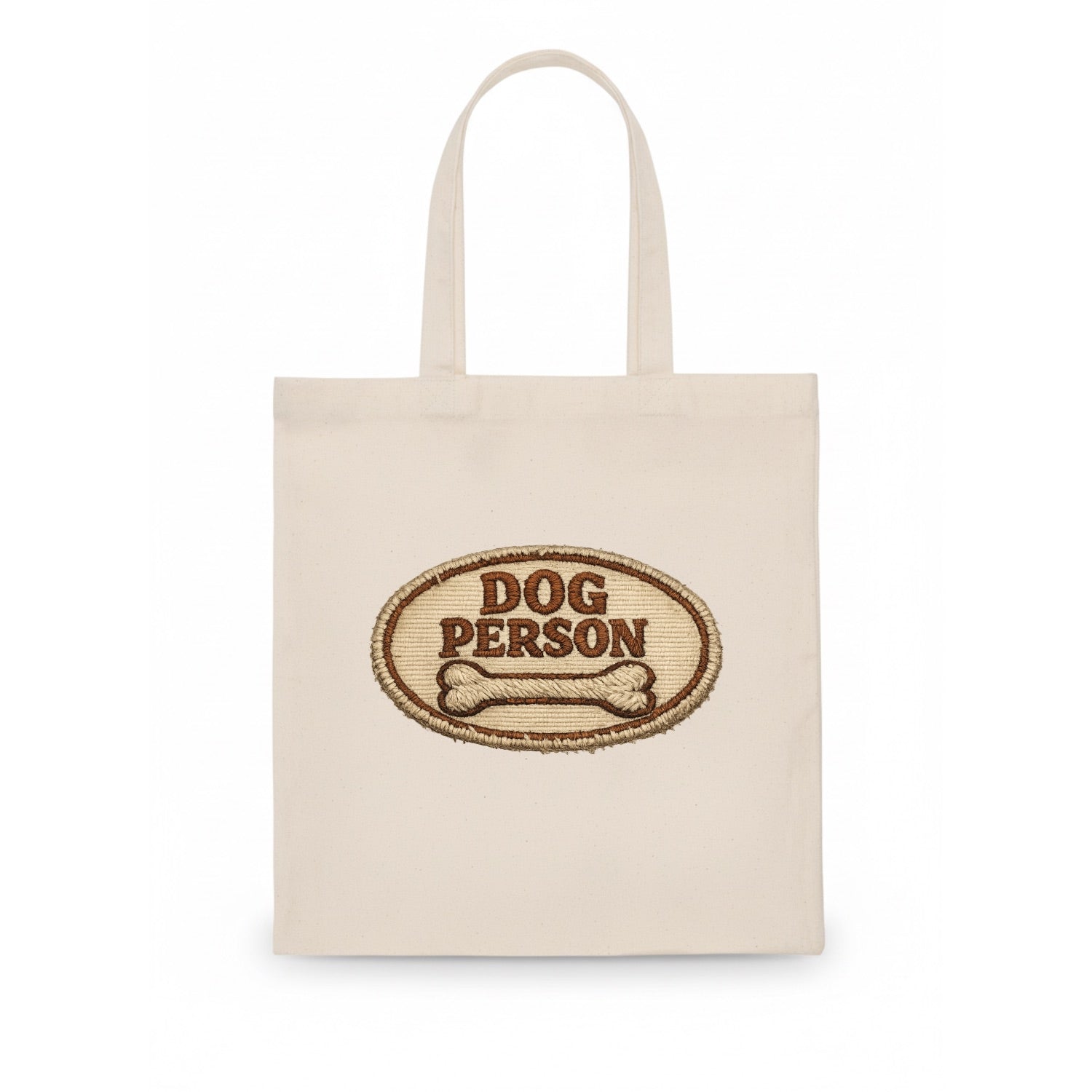 DOG PERSON - simple text with bone in brown , team dog - Tote Bag - white