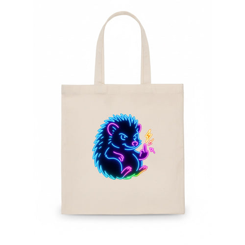 tiny hedgehog curled up slightly, one little paw raised flipping the bird - Tote Bag