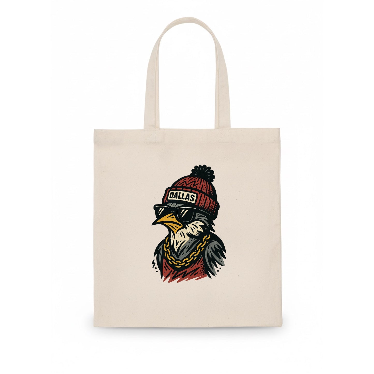 Dallas Mockingbird wearing Dallas beanie with pom pom and wayfarer sunglasses - Tote Bag - white