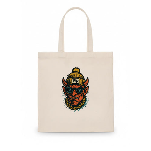 Winston-Salem Demon wearing Wake Forest beanie with WF patch - Tote Bag