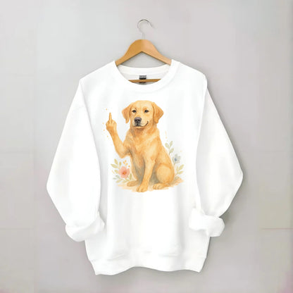 Labrador Retriever yellow sitting pretty, friendly face, strong paw up with - Crewneck Sweatshirt - white