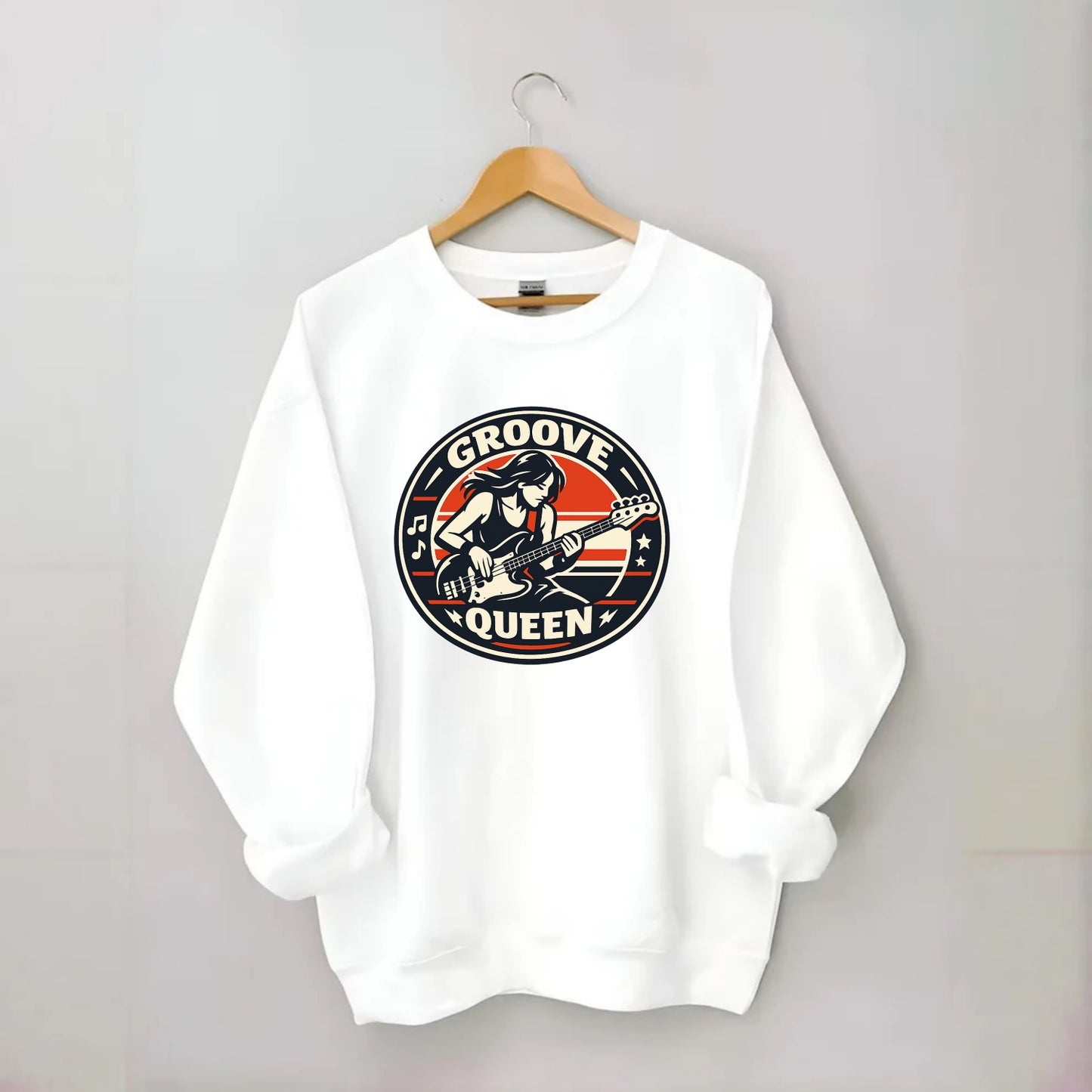 Groove Queen Emblem - Crewneck Sweatshirt - white