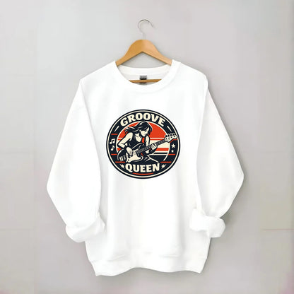 Groove Queen Emblem - Crewneck Sweatshirt - white