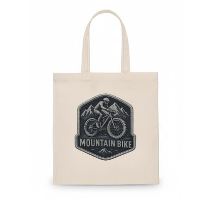 Mountain bike with rugged tires - cyclist badge - Tote Bag - white