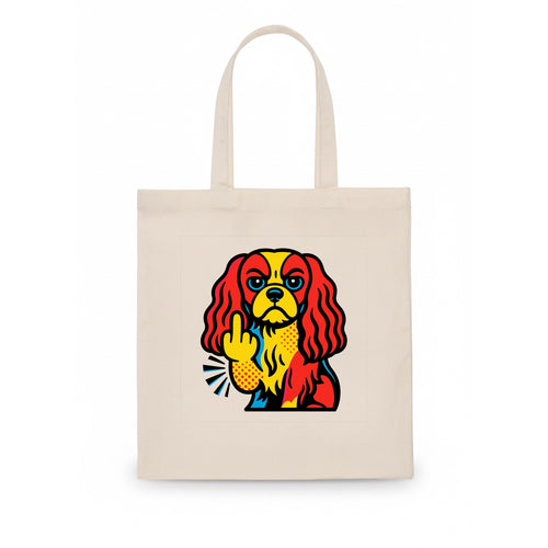 Cavalier King Charles Spaniel with long ears, regal paw giving finger - Tote Bag
