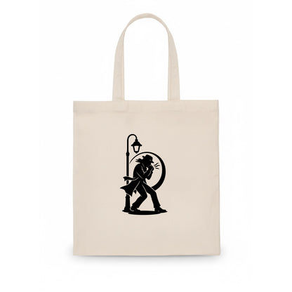 Blues harmonica player under streetlight - Tote Bag - white