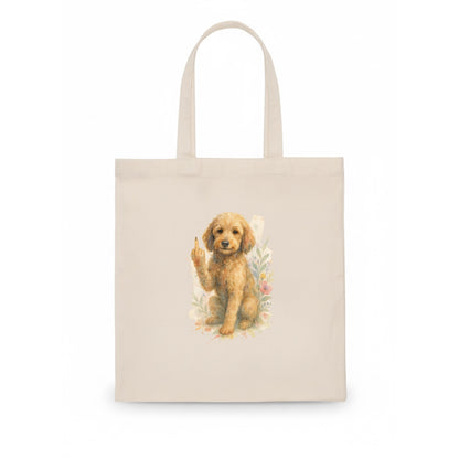 Labradoodle hypoallergenic with wavy coat, intelligent eyes, paw raised - Tote Bag - white