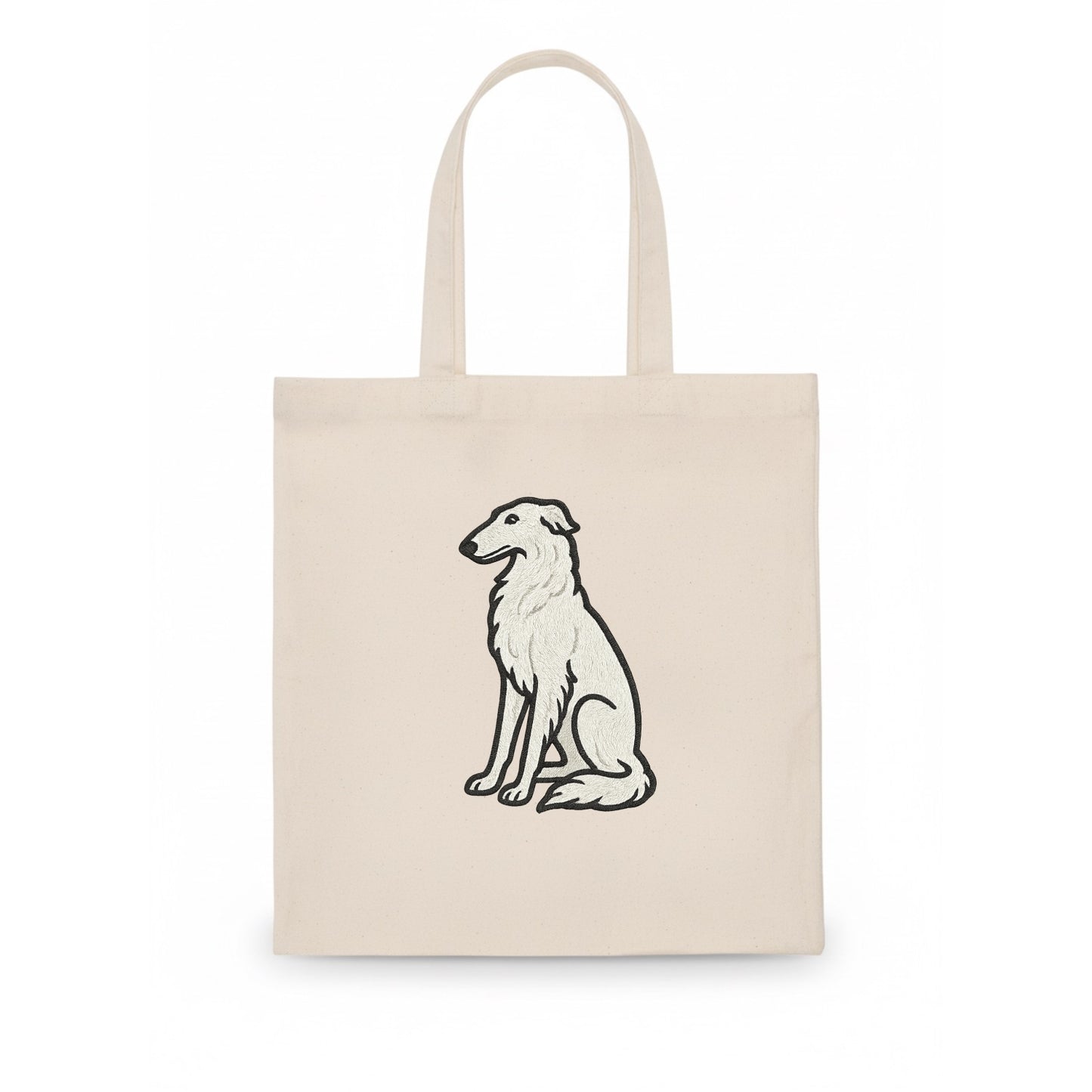 Borzoi - White embroidered sitting pose - Tote Bag - white