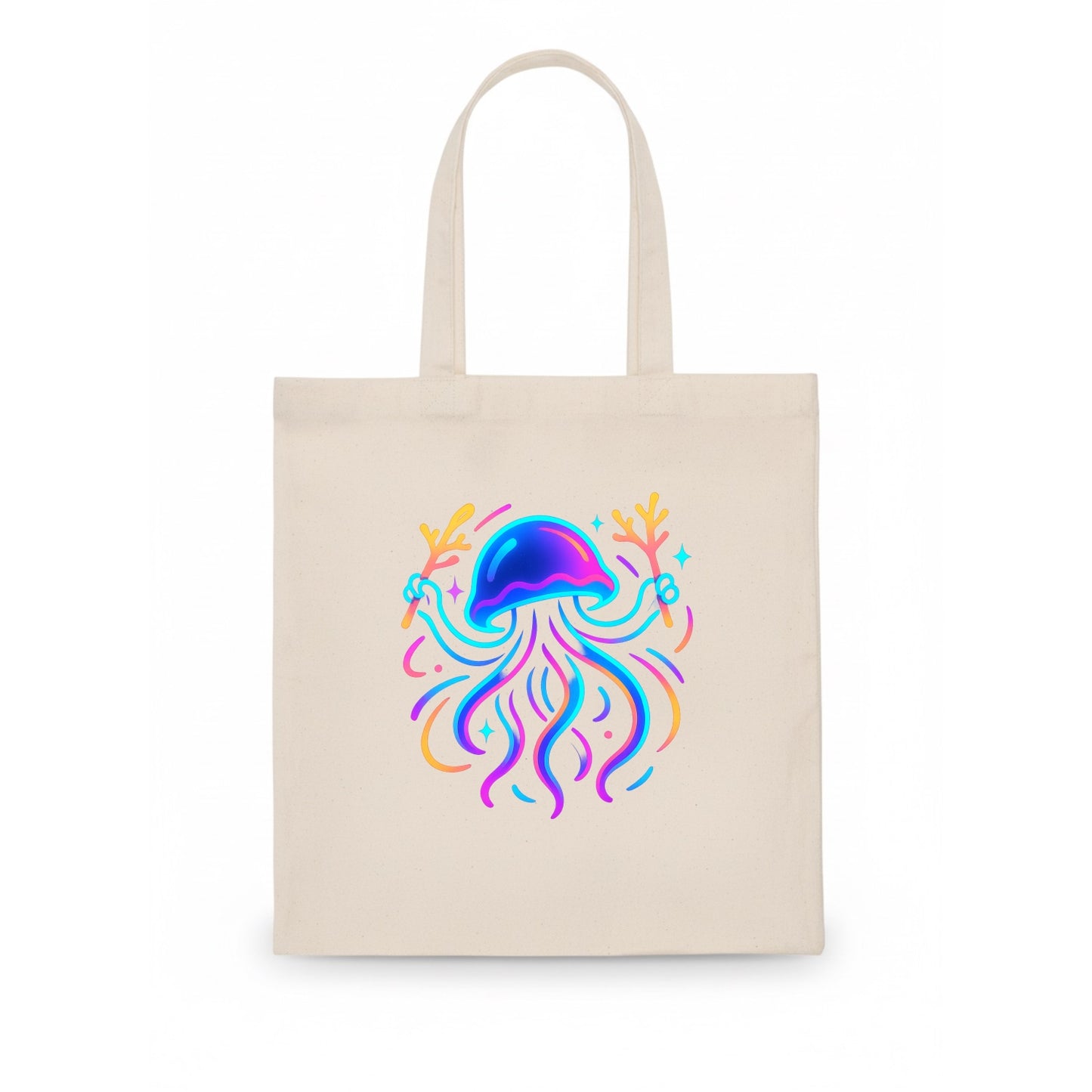 Jellyfish conducting a glow orchestra using coral batons in deep ocean concert hall - Tote Bag - white