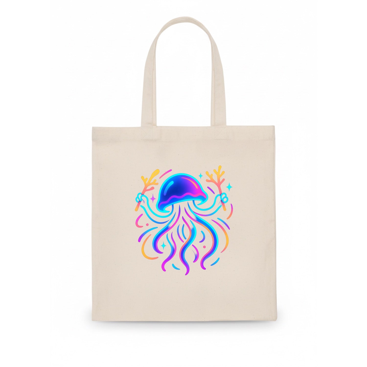 Jellyfish conducting a glow orchestra using coral batons in deep ocean concert hall - Tote Bag - white