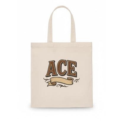 Bold typography design - "ACE" - expert, the best at something - Tote Bag - white
