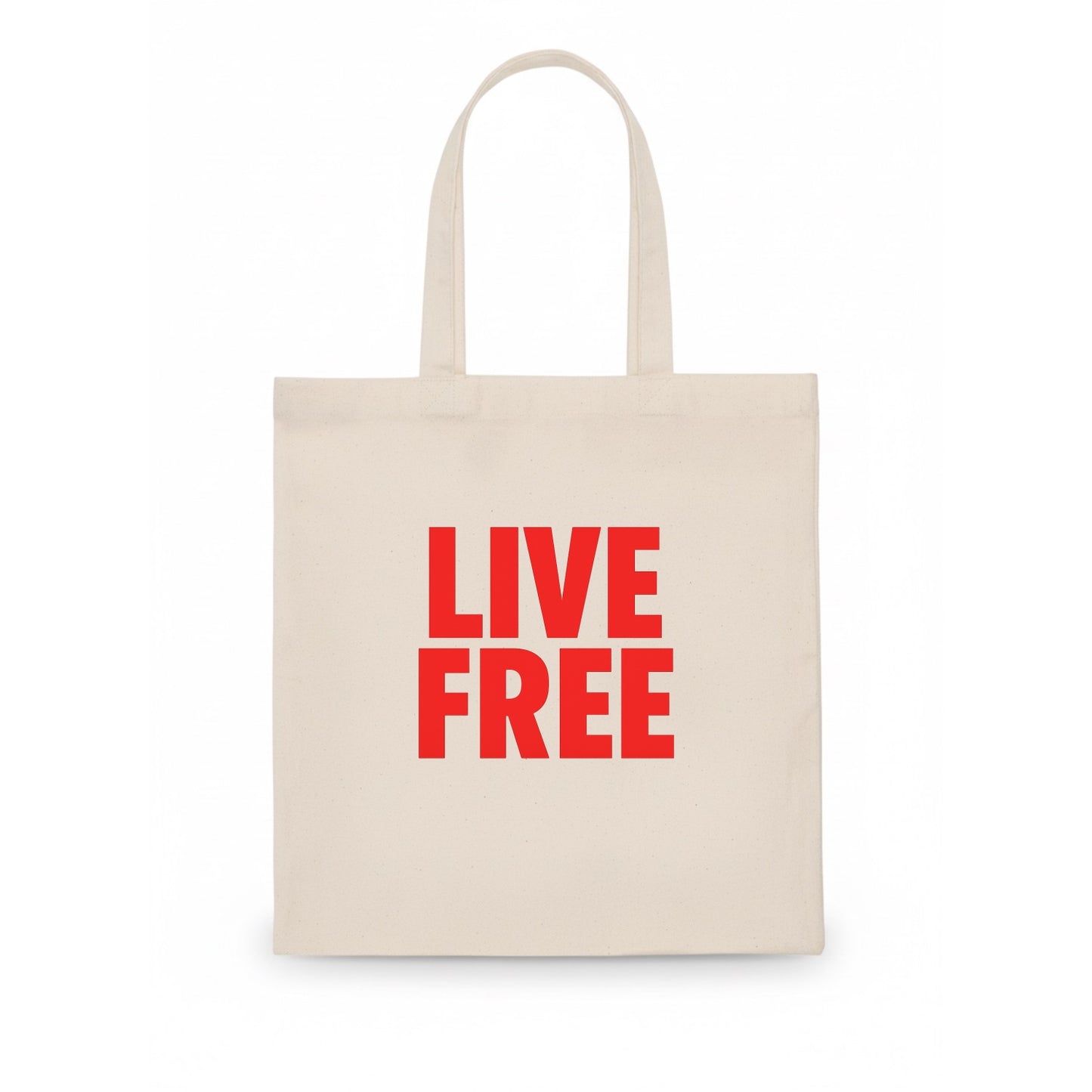 Bold typography design - "LIVE FREE" - unrestricted living - Tote Bag - white