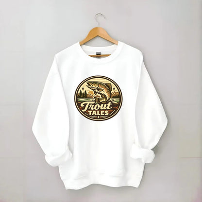 Trout Tales Adventure Emblem - Crewneck Sweatshirt - white