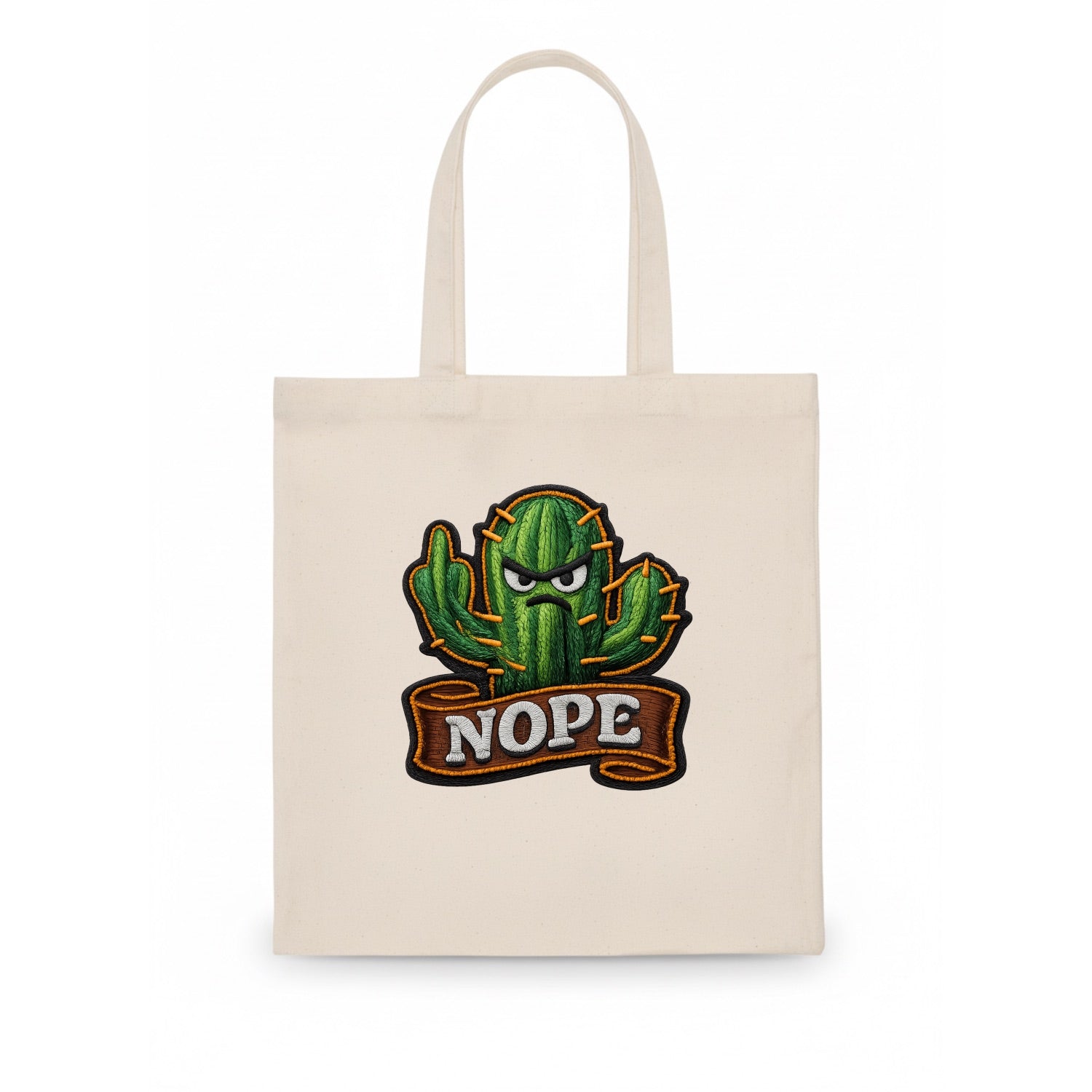 NOPE CACTUS - cactus with attitude in green , prickly personality - Tote Bag - white