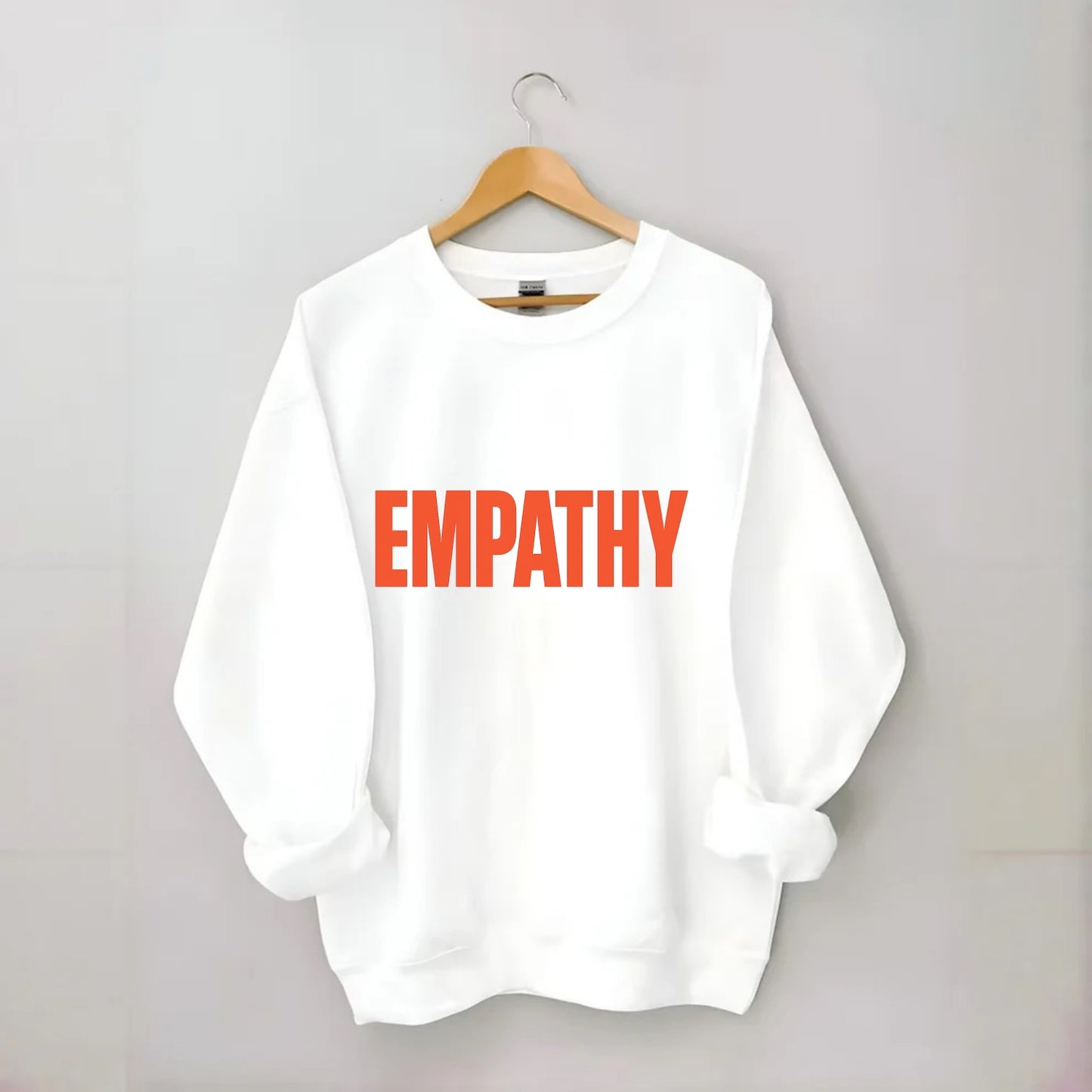 Bold typography design - "EMPATHY" - understanding others, emotional - Crewneck Sweatshirt - white
