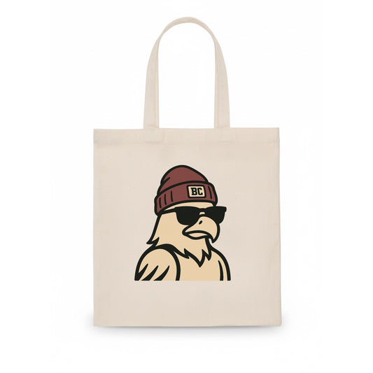 Chestnut Hill Eagle wearing Boston College beanie with BC patch - Tote Bag - white