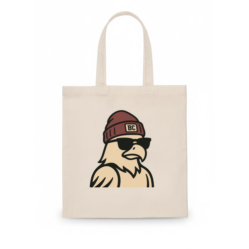 Chestnut Hill Eagle wearing Boston College beanie with BC patch - Tote Bag