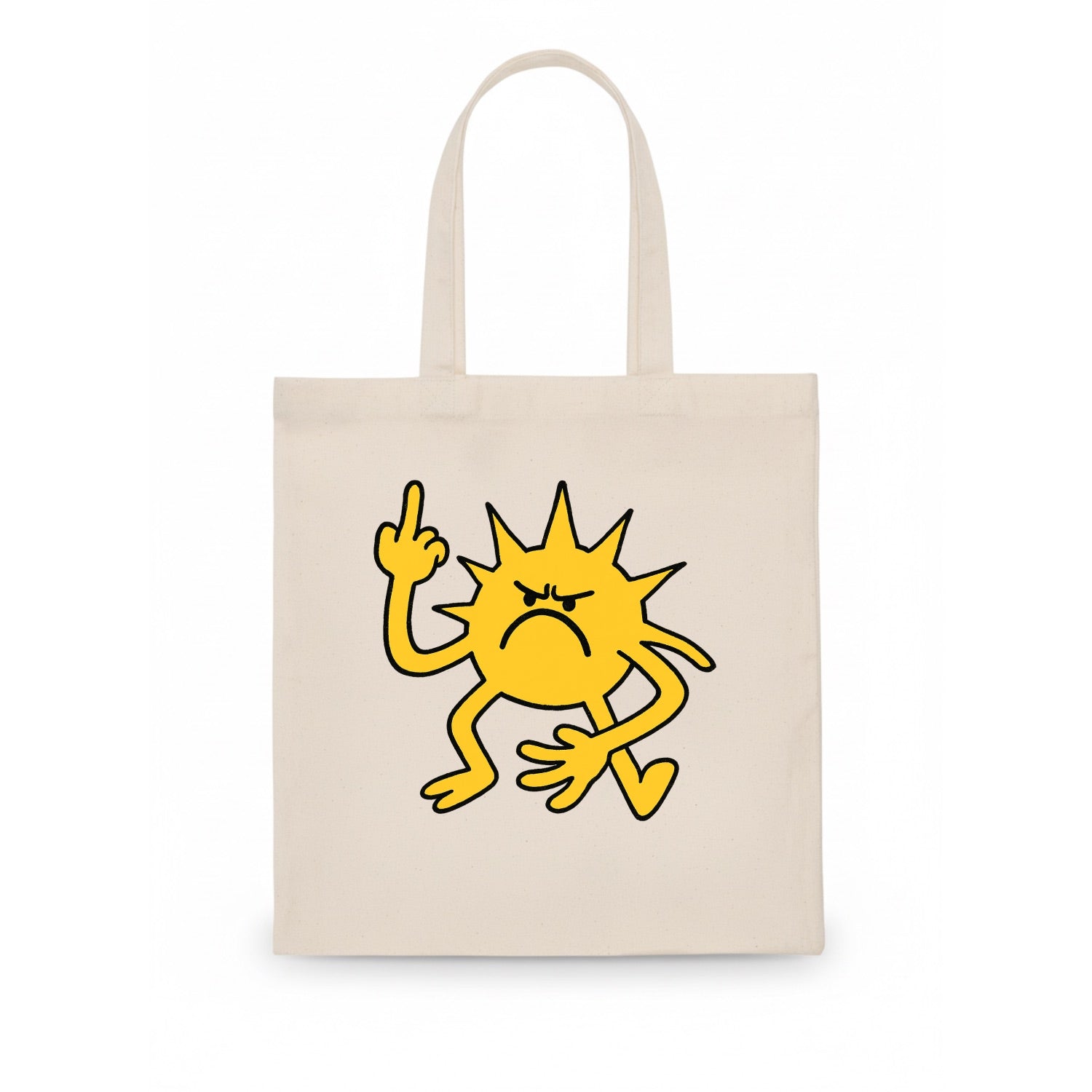 MORNINGS ARE PUNISHMENT | Grumpy sun with middle finger - Tote Bag - white