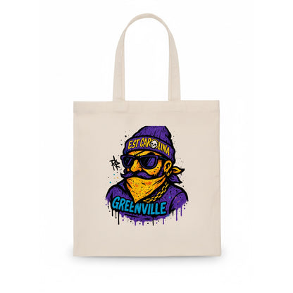 Greenville Pirate wearing East Carolina beanie with skull patch - Tote Bag - white