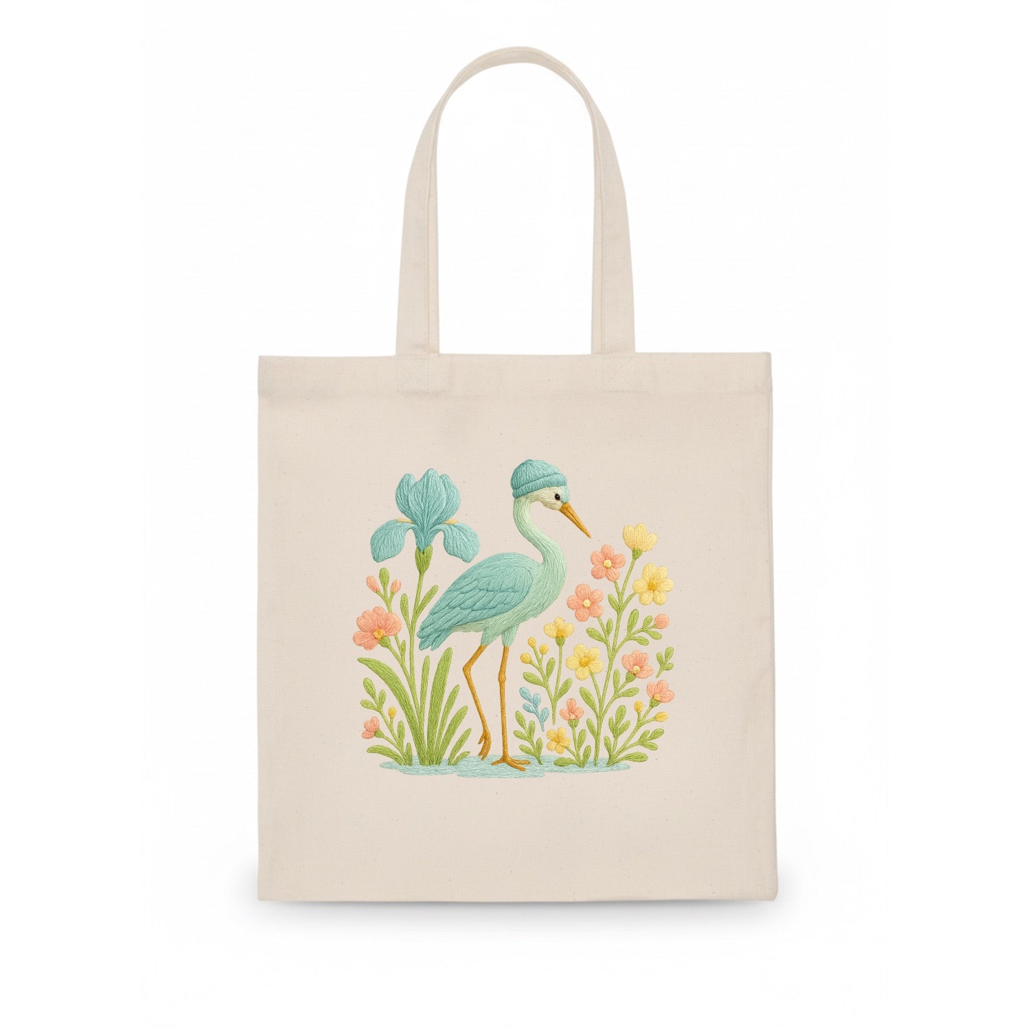 Mint Crane - Tote Bag - white