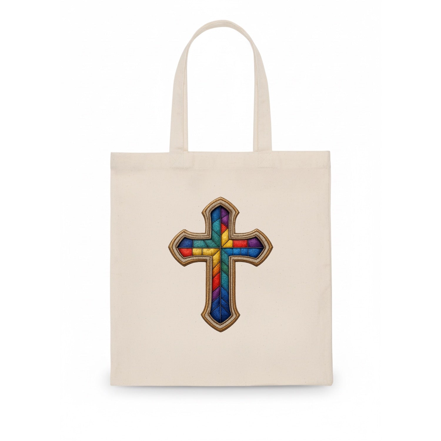 Stained Glass Cross  - Tote Bag - white