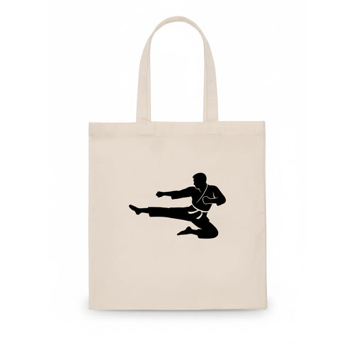 Martial artist flying kick - Tote Bag