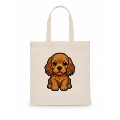 Baby Cocker Spaniel Puppy - long wavy ears, soulful eyes, silky coat, front-facing, - Tote Bag - white
