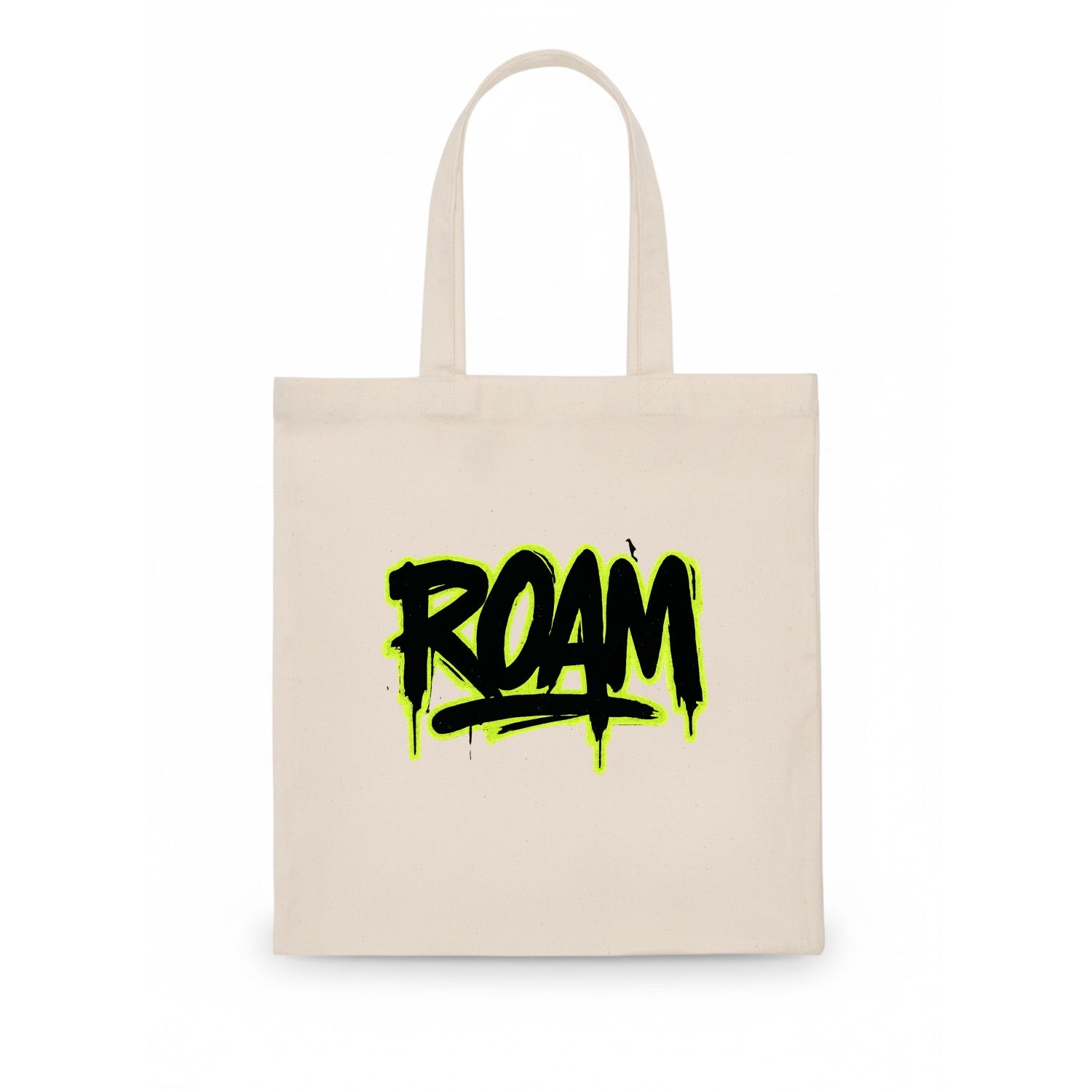 Bold typography design - "ROAM" - wander freely, no destination needed - Tote Bag - white