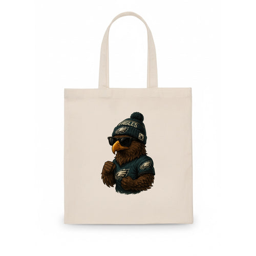 Philly Hawk wearing Eagles beanie with Rocky patch and wayfarer sunglasses - Tote Bag