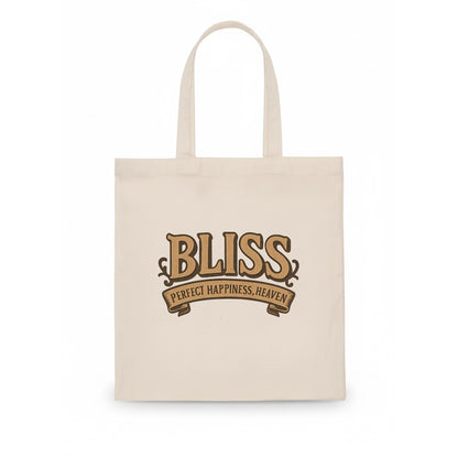 Bold typography design - "BLISS" - perfect happiness, heaven - Tote Bag - white