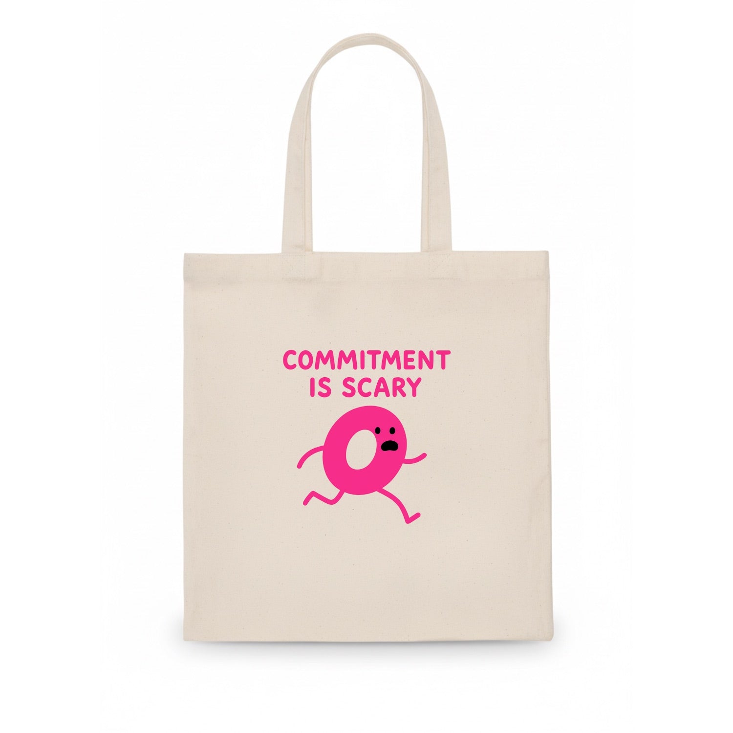 COMMITMENT IS SCARY | Terrified ring running away - Tote Bag - white