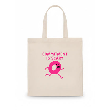 COMMITMENT IS SCARY | Terrified ring running away - Tote Bag - white