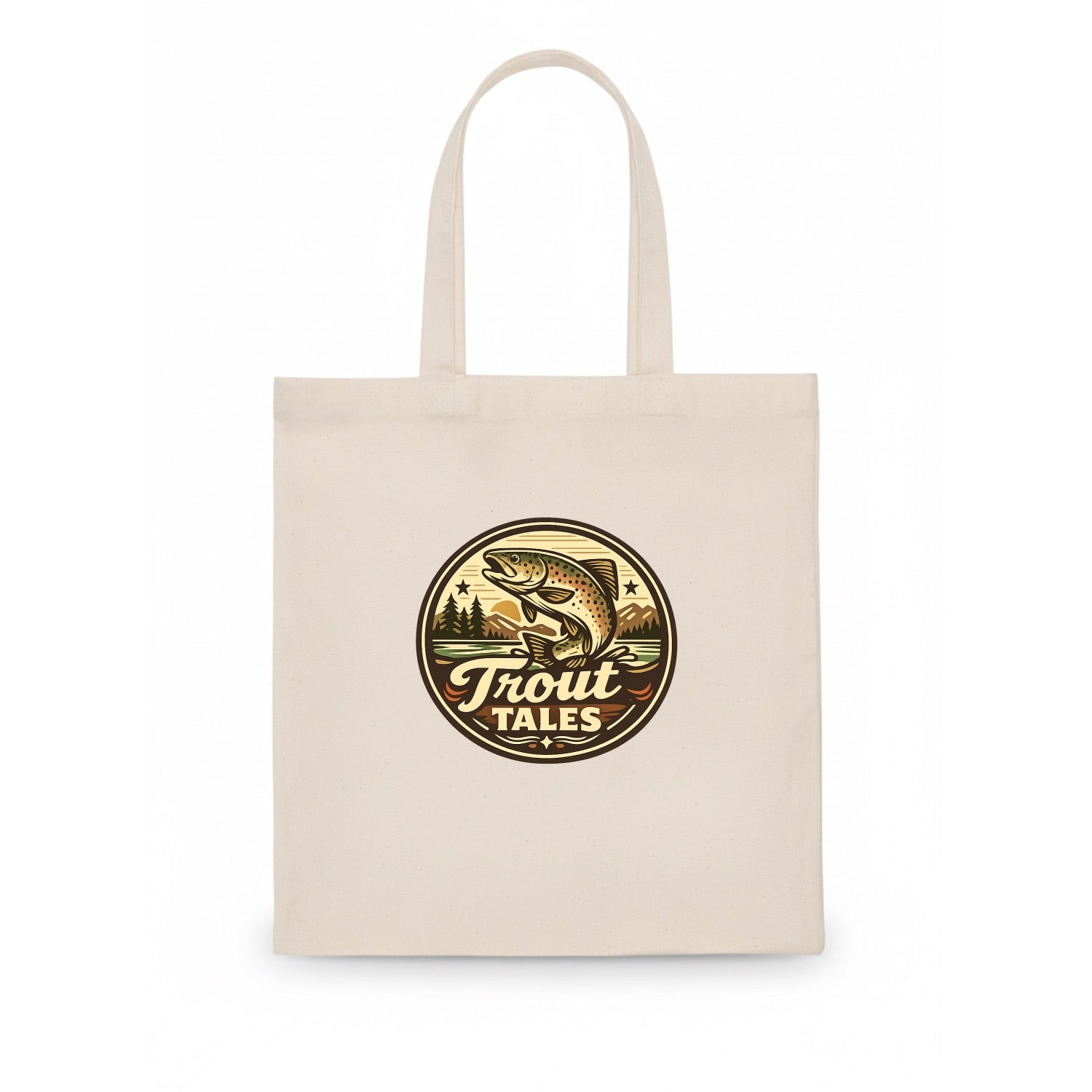 Trout Tales Adventure Emblem - Tote Bag - white