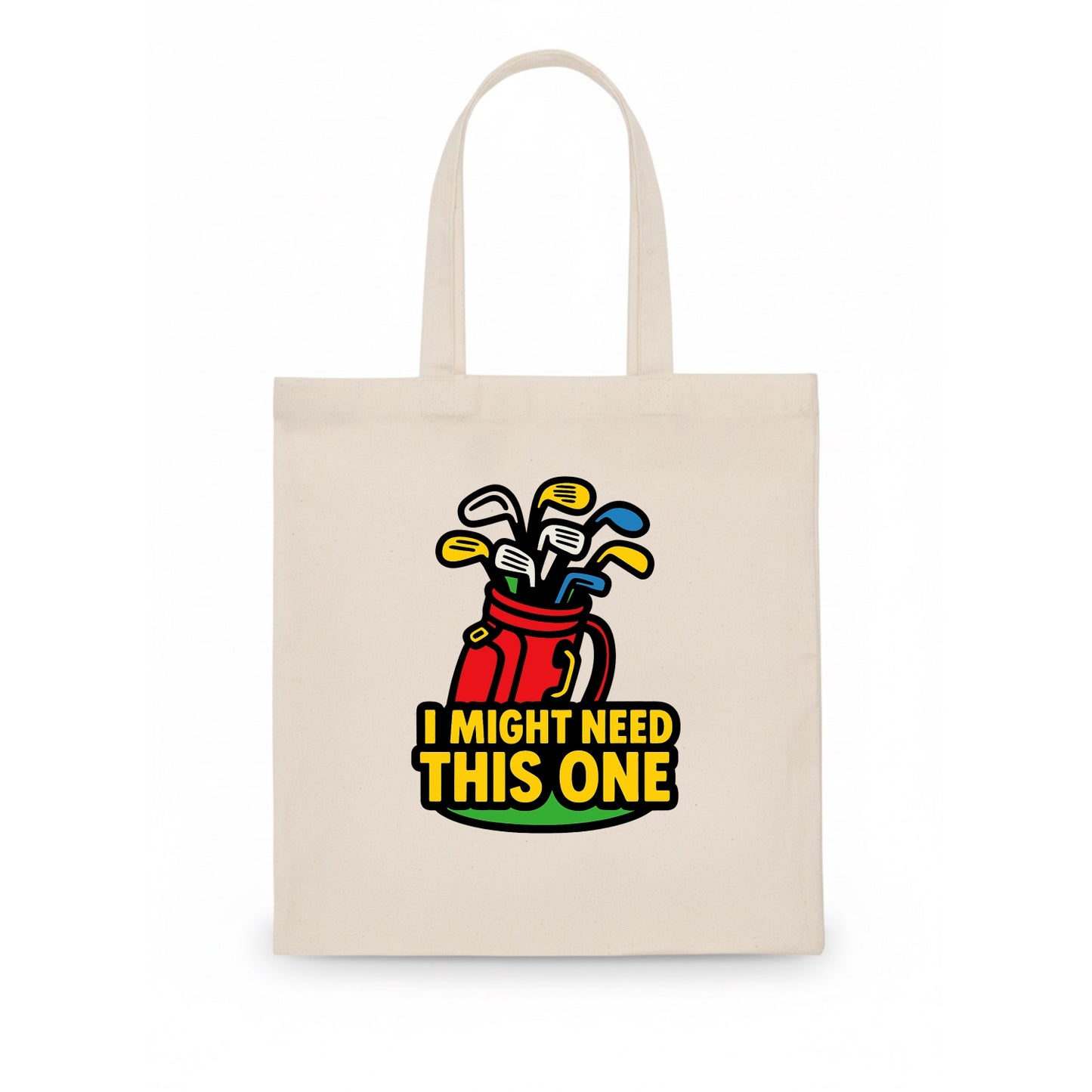 Golf bag overflowing with too many clubs - "I Might Need This One" - gear addiction - Tote Bag - white