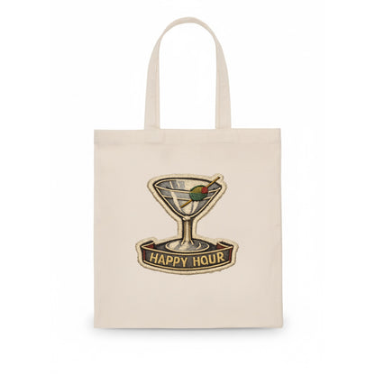 COCKTAIL MARTINI - martini glass with olive in silver and green , happy hour - Tote Bag - white