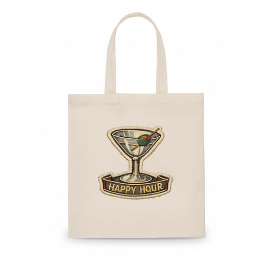 COCKTAIL MARTINI - martini glass with olive in silver and green , happy hour - Tote Bag - white