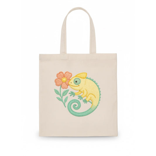 Yellow Chameleon - Tote Bag - white